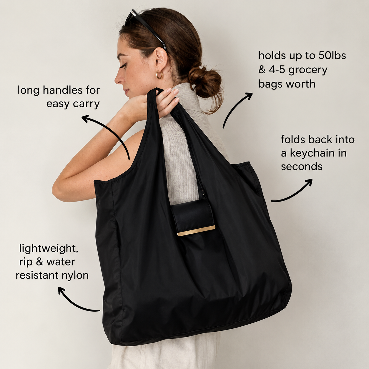 Foldable Keychain Shopping Tote Bag