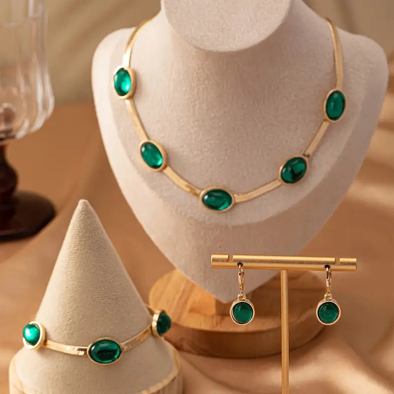Crystal Pendant Necklace With Bracelet