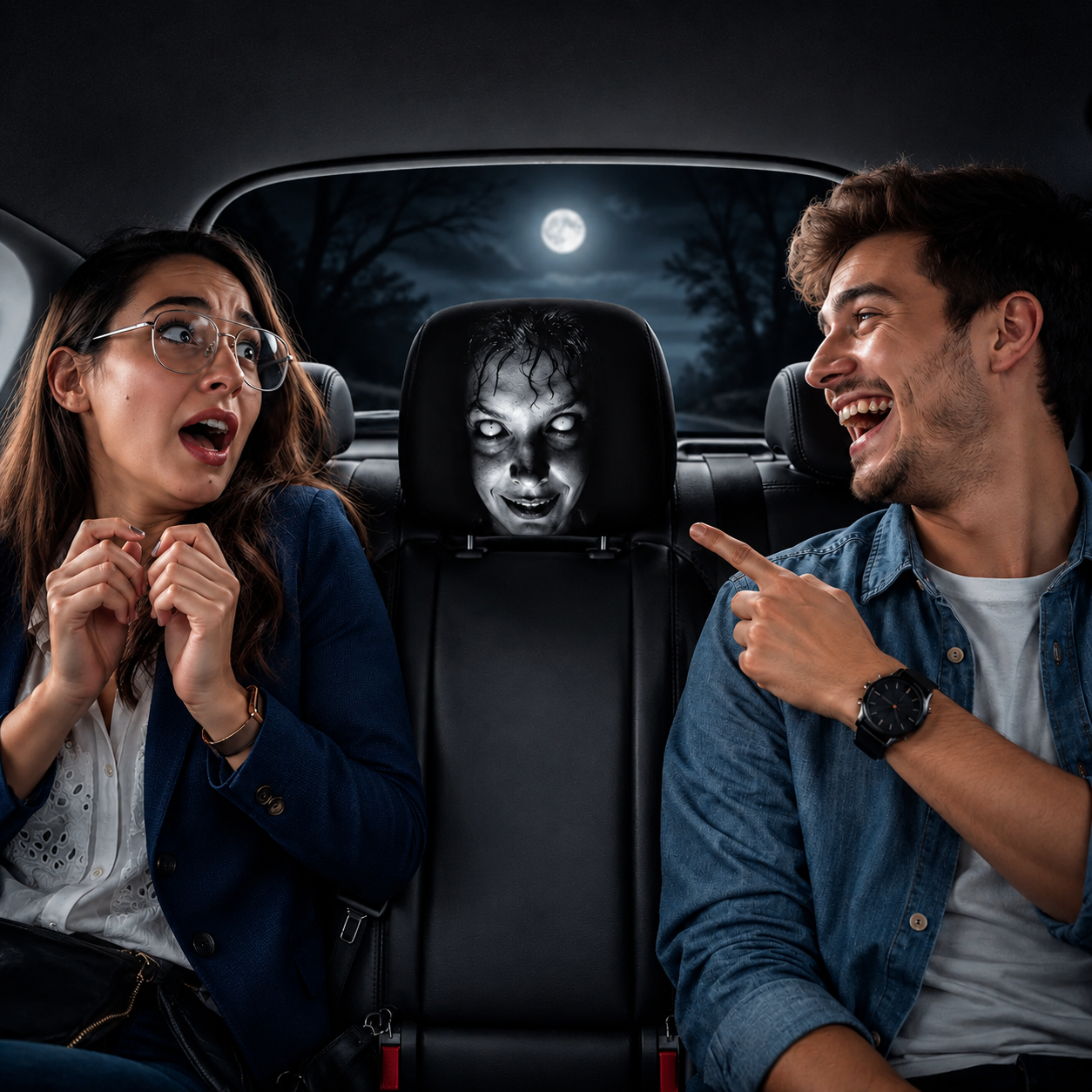Ghost Face Car Seat Headrest Covers